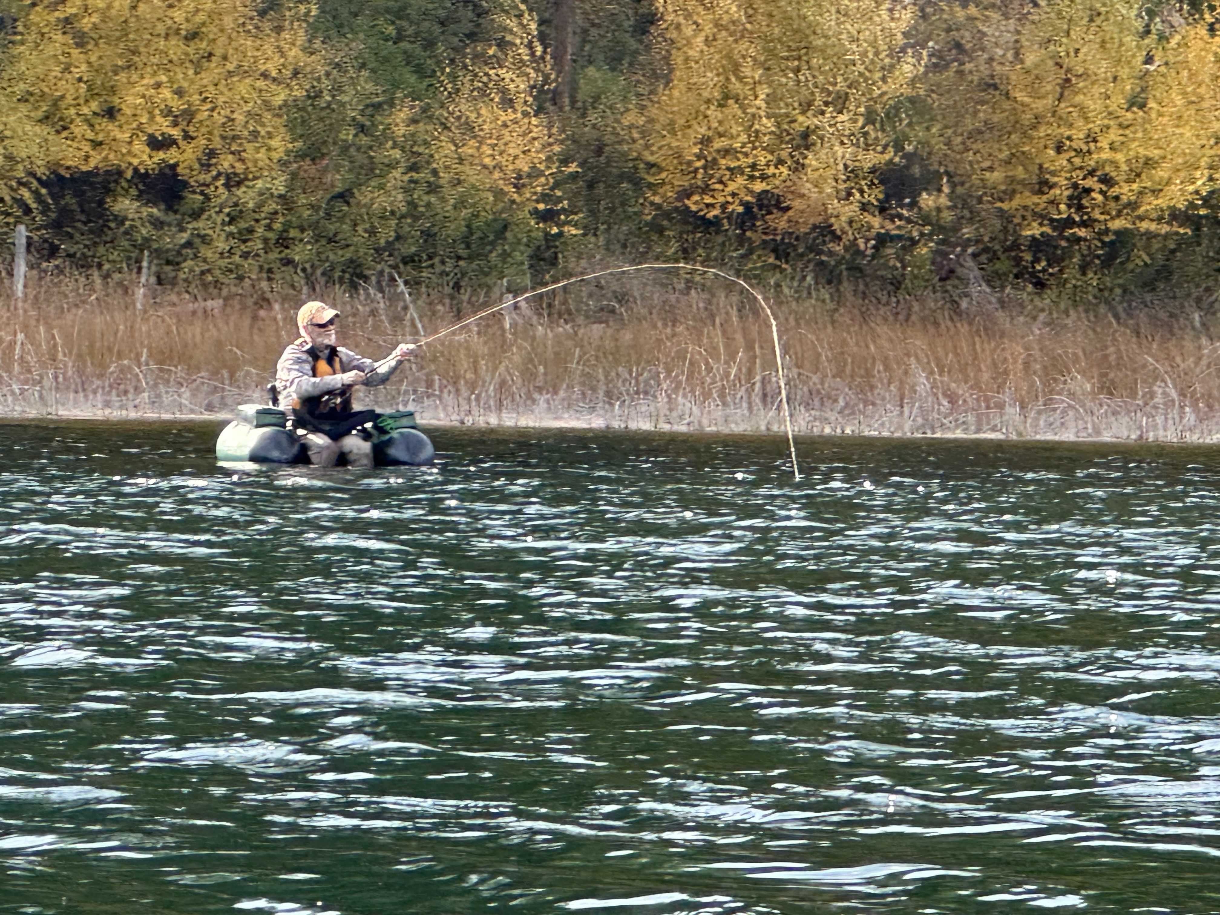 Fly fishing on Bootjack Lake near the cabin